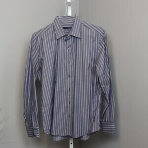 Zachary Prell Navy Blue Striped Button-Up Dress Shirt Men’s Medium
